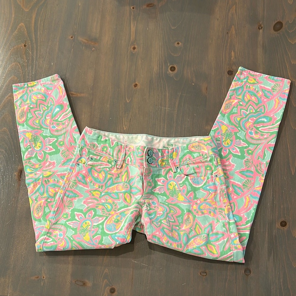 Lilly Pulitzer Womens Size 2 Worth Skinny Mini Zip Jeans Colorful Paisley